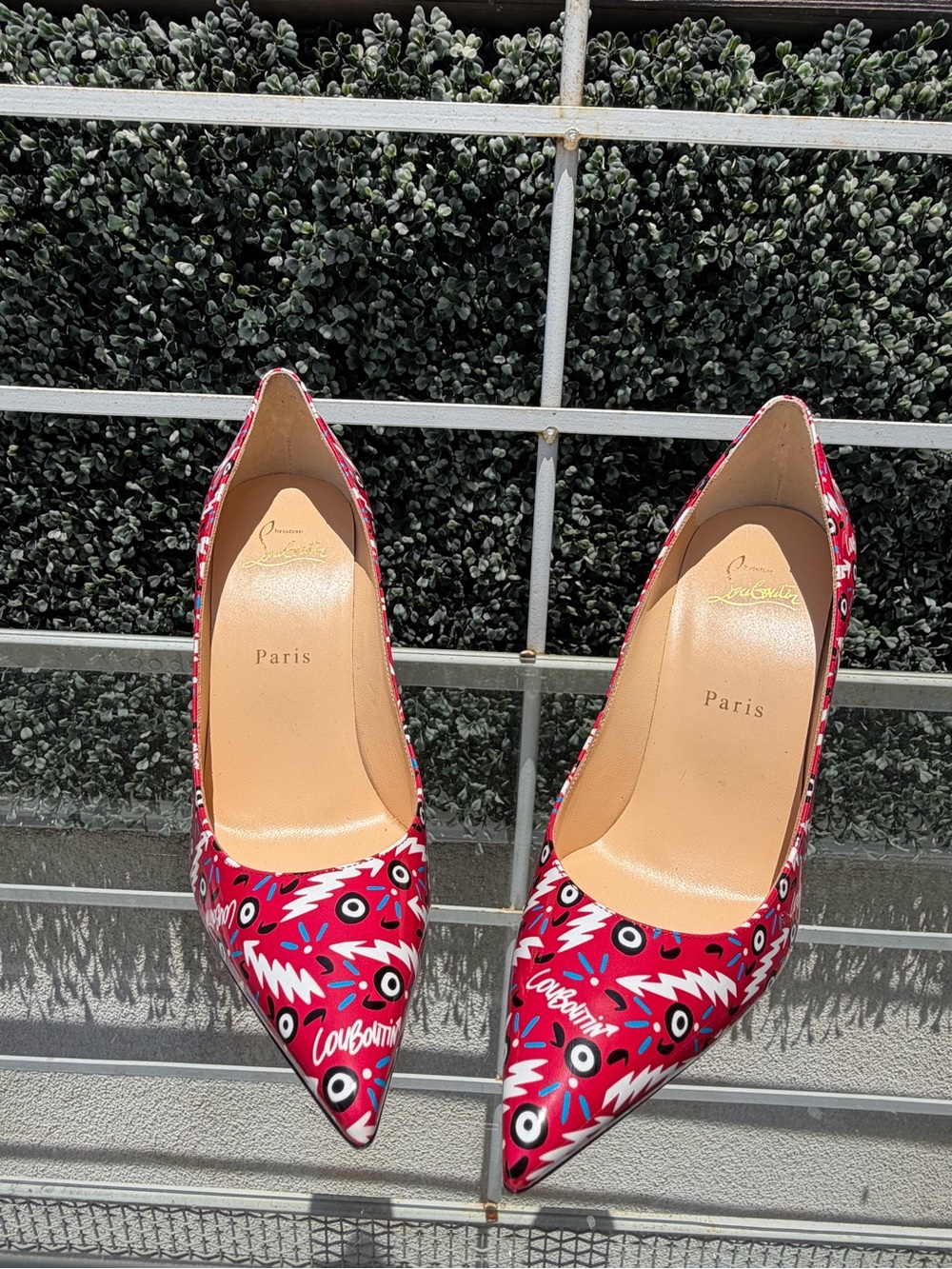 Christian Louboutin Pigalle “Loubitag” Capsule Pumps, Heels Red/Multicolor 8.5